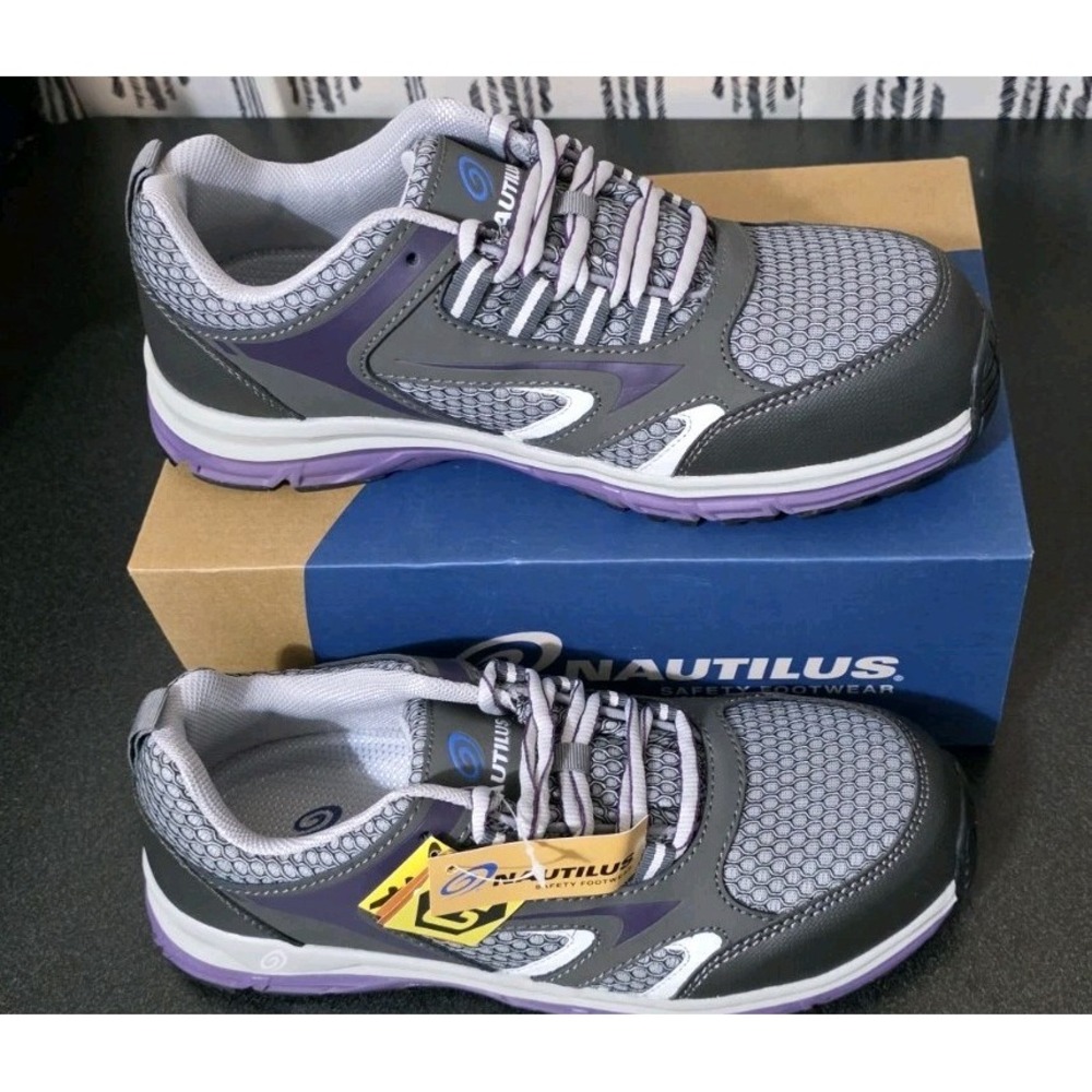 NEW Nautilus Tempest EH Women's Safety Toe Gray Purple Tennis Shoes 9B Workwear